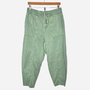 Lou & Grey Barrel Leg Utility Pants Size 29 Sage Green Cargo Lyocell Cotton